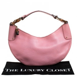 Pre Owned حقيبة غوتشي  GG جلد وردية متوسطة حلقات بامبو