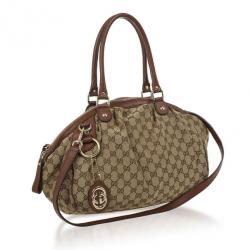 Pre Owned Gucci Brown Original Sukey GG Canvas Tote