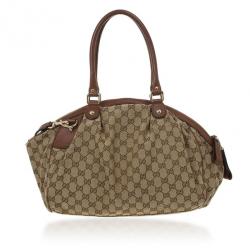 Pre Owned Gucci Brown Original Sukey GG Canvas Tote