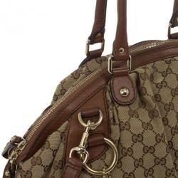 Pre Owned Gucci Brown Original Sukey GG Canvas Tote