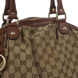 Pre Owned Gucci Brown Original Sukey GG Canvas Tote