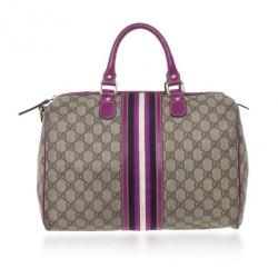 Pre Owned Gucci Limited Edition Purple Stripe GG Monogram Joy Boston Bag