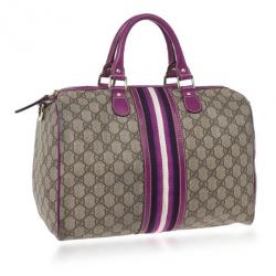 Pre Owned Gucci Limited Edition Purple Stripe GG Monogram Joy Boston Bag