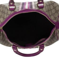Pre Owned Gucci Limited Edition Purple Stripe GG Monogram Joy Boston Bag