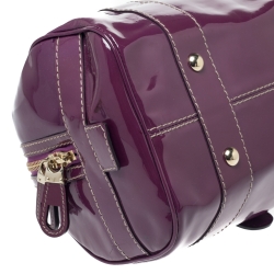 Pre Owned Gucci Purple Patent Leather Boston Bag 