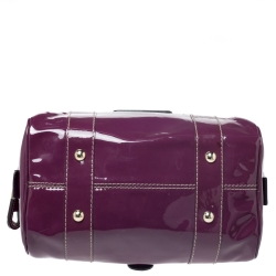 Pre Owned Gucci Purple Patent Leather Boston Bag 