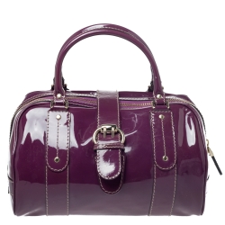 Pre Owned Gucci Purple Patent Leather Boston Bag 