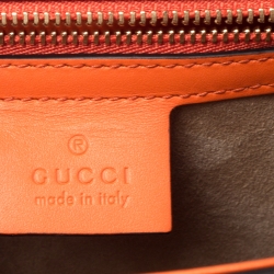 Pre Owned Gucci Orange Small Leather Web Chain Sylvie Shoulder Bag