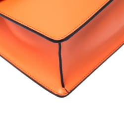 Pre Owned Gucci Orange Small Leather Web Chain Sylvie Shoulder Bag