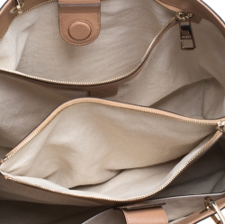 مملوكة مسبقًا حقيبة يد غوتشي شوبر بيد علوية بامبو جلد بيج داكنة كبيرة