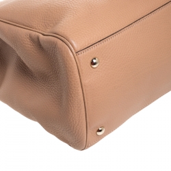 مملوكة مسبقًا حقيبة يد غوتشي شوبر بيد علوية بامبو جلد بيج داكنة كبيرة