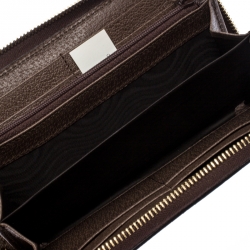 Gucci Brown/Beige GG Supreme Canvas and Leather Ophidia Zip Around Wallet