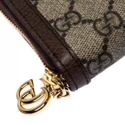 Gucci Brown/Beige GG Supreme Canvas and Leather Ophidia Zip Around Wallet