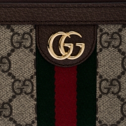 Gucci Brown/Beige GG Supreme Canvas and Leather Ophidia Zip Around Wallet