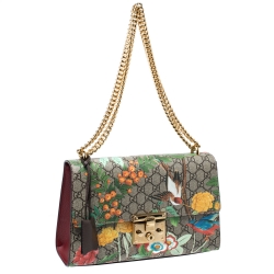 Gucci Multicolor Tian Print GG Supreme Canvas Medium Padlock Shoulder Bag