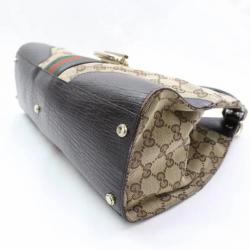 Pre Owned Gucci Brown GG Canvas Large Bardot Web Hobo Bag