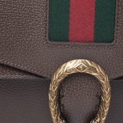 Pre Owned Gucci Brown Leather Medium Web Dionysus Shoulder Bag