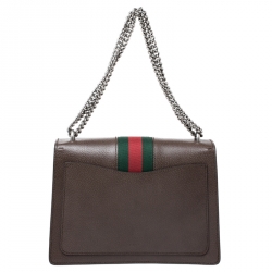 Pre Owned Gucci Brown Leather Medium Web Dionysus Shoulder Bag