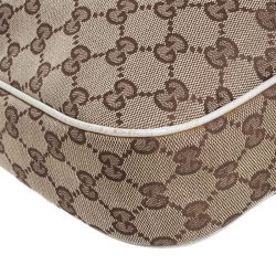 مملوكة مسبقًا Gucci Beige/White GG Canvas and Leather Charmy Hobo