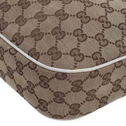 مملوكة مسبقًا Gucci Beige/White GG Canvas and Leather Charmy Hobo