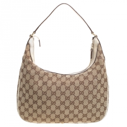 مملوكة مسبقًا Gucci Beige/White GG Canvas and Leather Charmy Hobo