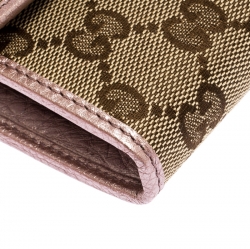 Gucci Beige/Light Pink GG Canvas and Leather Flap Continental Wallet
