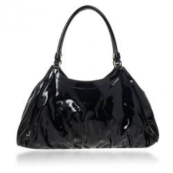 Pre Owned Gucci Black Patent Leather D Ring Large Hobo Bag