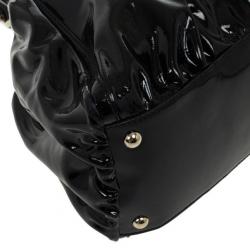 Pre Owned Gucci Black Patent Leather D Ring Large Hobo Bag