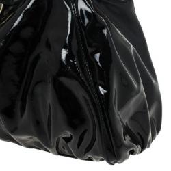 Pre Owned Gucci Black Patent Leather D Ring Large Hobo Bag