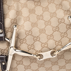 Pre Owned Gucci Brown/Beige GG Canvas 85th Anniversary Bridle Bit Hobo