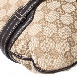 Pre Owned Gucci Brown/Beige GG Canvas 85th Anniversary Bridle Bit Hobo