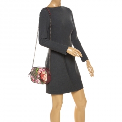 مملوكة مسبقًا Gucci Pink GG Blooms Canvas and Leather Mini Chain Crossbody Bag