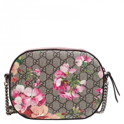 مملوكة مسبقًا Gucci Pink GG Blooms Canvas and Leather Mini Chain Crossbody Bag