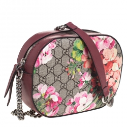 مملوكة مسبقًا Gucci Pink GG Blooms Canvas and Leather Mini Chain Crossbody Bag
