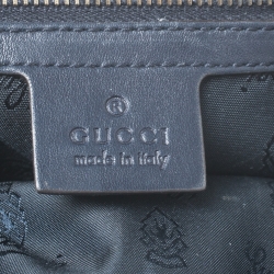Pre Owned Gucci Navy Blue/Beige GG Crystal Canvas Large Hysteria Hobo