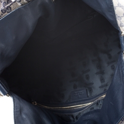 Pre Owned Gucci Navy Blue/Beige GG Crystal Canvas Large Hysteria Hobo