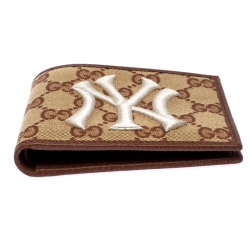 Gucci Beige/Brown GG Canvas New York Yankees Patch Bifold Wallet