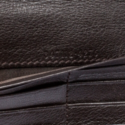 Gucci Dark Brown Guccissima Leather Flap Zip Around Continental Wallet