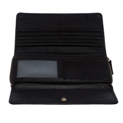 Gucci Dark Brown Guccissima Leather Flap Zip Around Continental Wallet