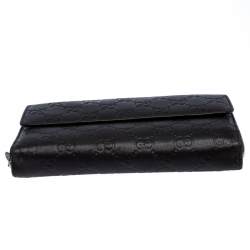 Gucci Dark Brown Guccissima Leather Flap Zip Around Continental Wallet