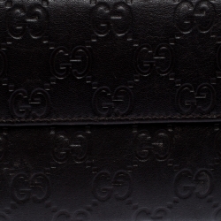 Gucci Dark Brown Guccissima Leather Flap Zip Around Continental Wallet