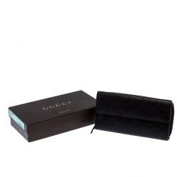 Gucci Dark Brown Guccissima Leather Flap Zip Around Continental Wallet