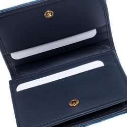 Gucci Blue Matelasse Denim GG Pearl Marmont Compact Wallet