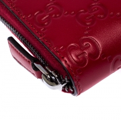 Gucci Red Guccissima Leather Zip Around Wallet