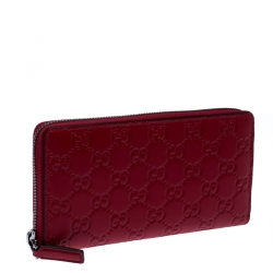 Gucci Red Guccissima Leather Zip Around Wallet