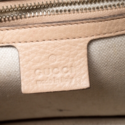 Pre Owned Gucci Beige Leather Bamboo Top Handle Bag
