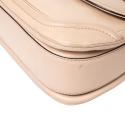 Pre Owned Gucci Beige Leather Bamboo Top Handle Bag