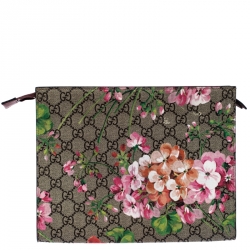Pre Owned Gucci Beige GG Supreme Blooms Printed Canvas Pouch