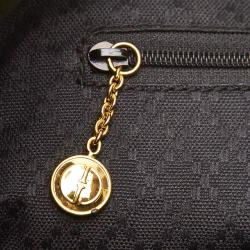 Pre Owned Gucci Black Bamboo Leather Drawstring Backpack