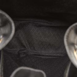 Pre Owned Gucci Black Bamboo Leather Drawstring Backpack